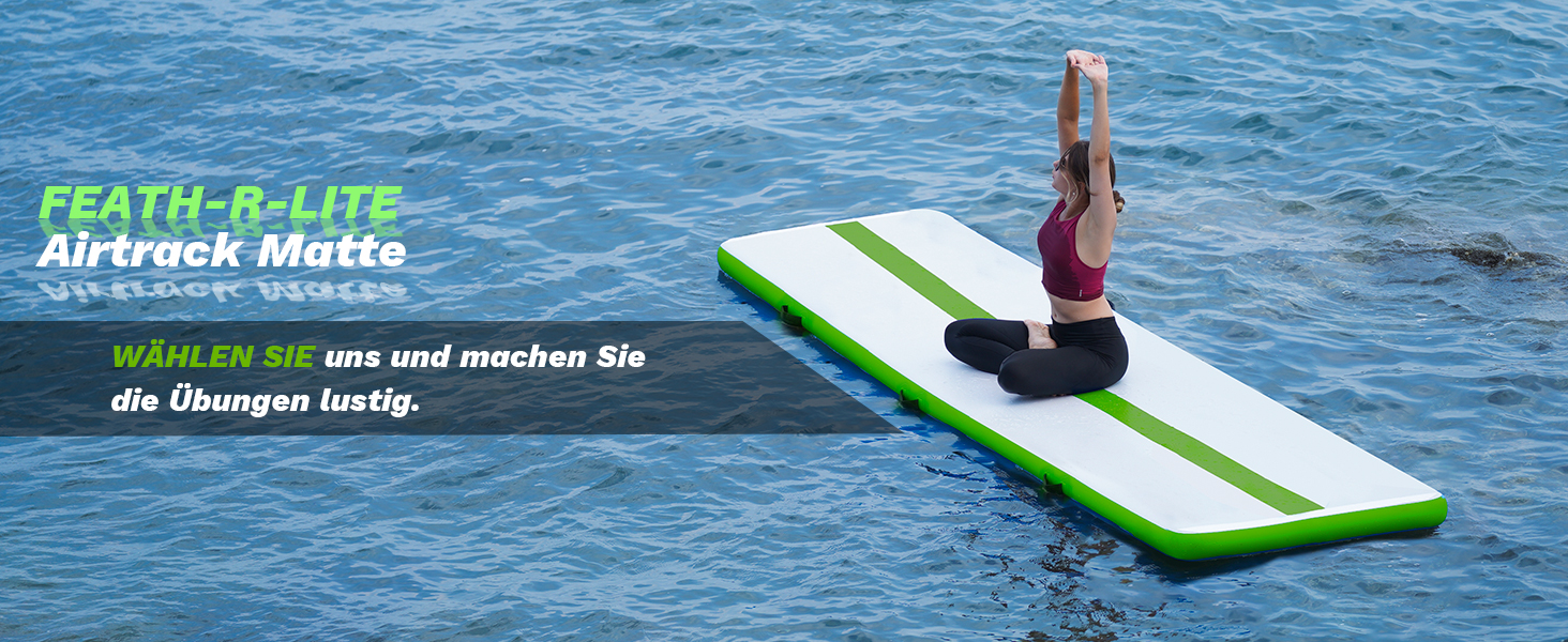 Надувна гімнастична матка Feath-R-Lite 10ft, товщиною 4 дюйми, для дому, йоги, чирлідингу з електричним насосом