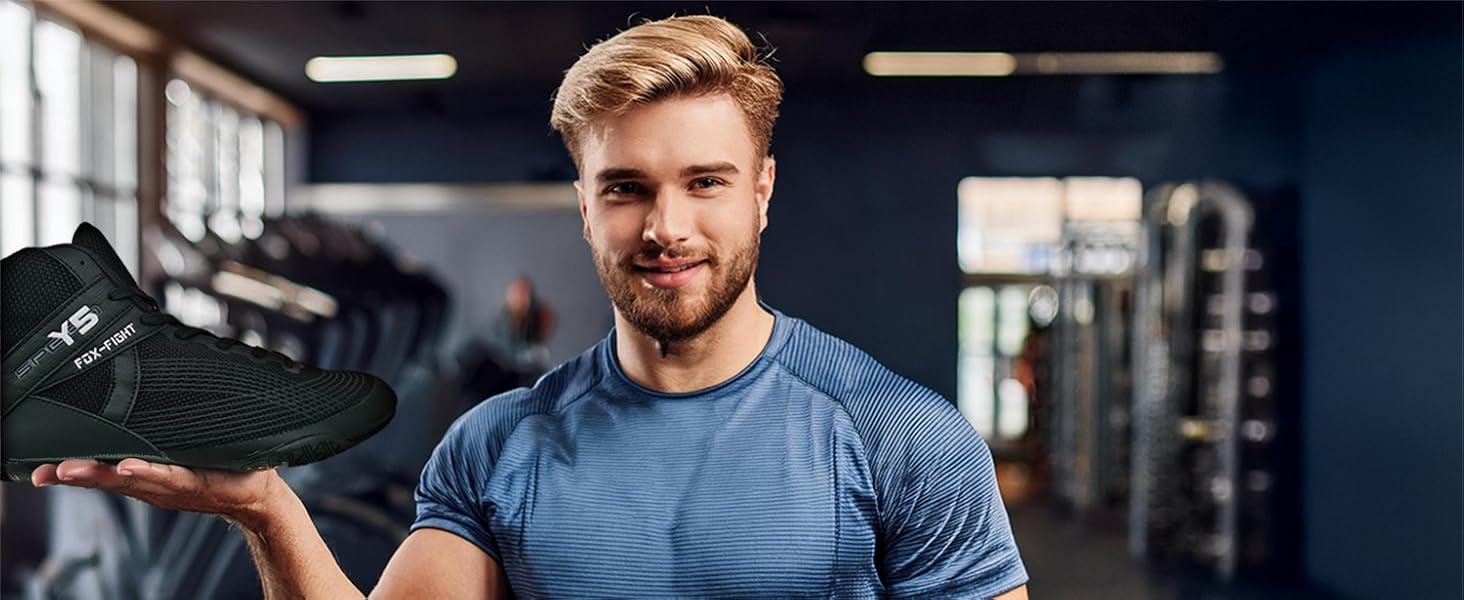 FOX-FIGHT Y5: Боксерські та спортивні кросівки для боротьби, фітнесу та бодібілдингу (39 EU, Чорний, Сірий)