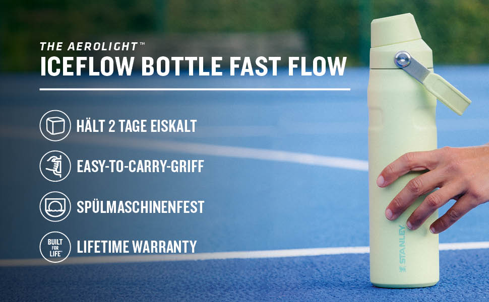 Термос-пляшка Stanley Iceflow Fast Flow 0.6 л, спортивна, тримає холод 10 годин, не протікає, BPA-free, для води, Tigerlily Plum, придатна для миття в посудомийній машині