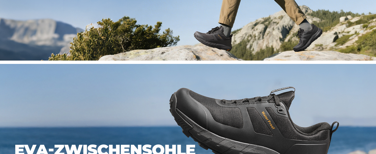 Чоловічі водонепроникні трекінгові черевики NORTIV - легкі кросівки для хайкінгу, валкоінгу та занять спортом (39.5 EU, чорний)