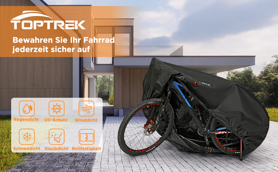 Водонепроникний чохол для велосипеда Toptrek: захисна накидка 200x110x70 см з оксфордської тканини 420D