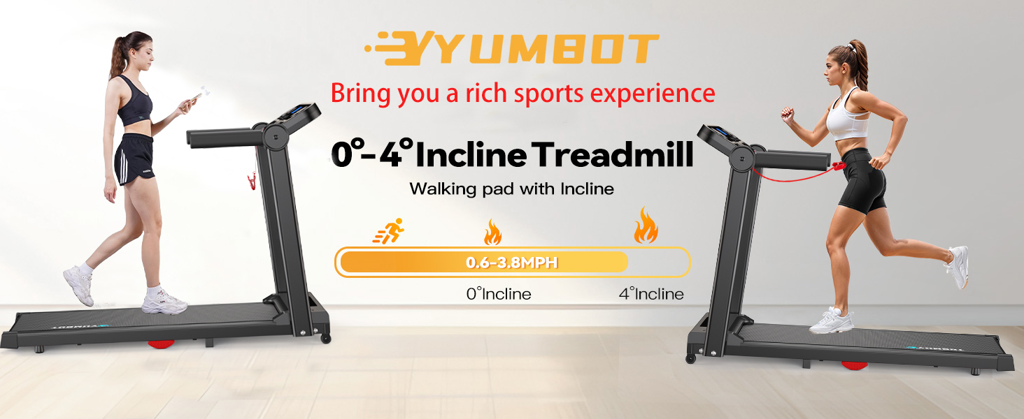 Електричний біговий тренажер YUMBOT M5: компактний, складний, до 12 км/год, LED-дисплей, тримач для планшету
