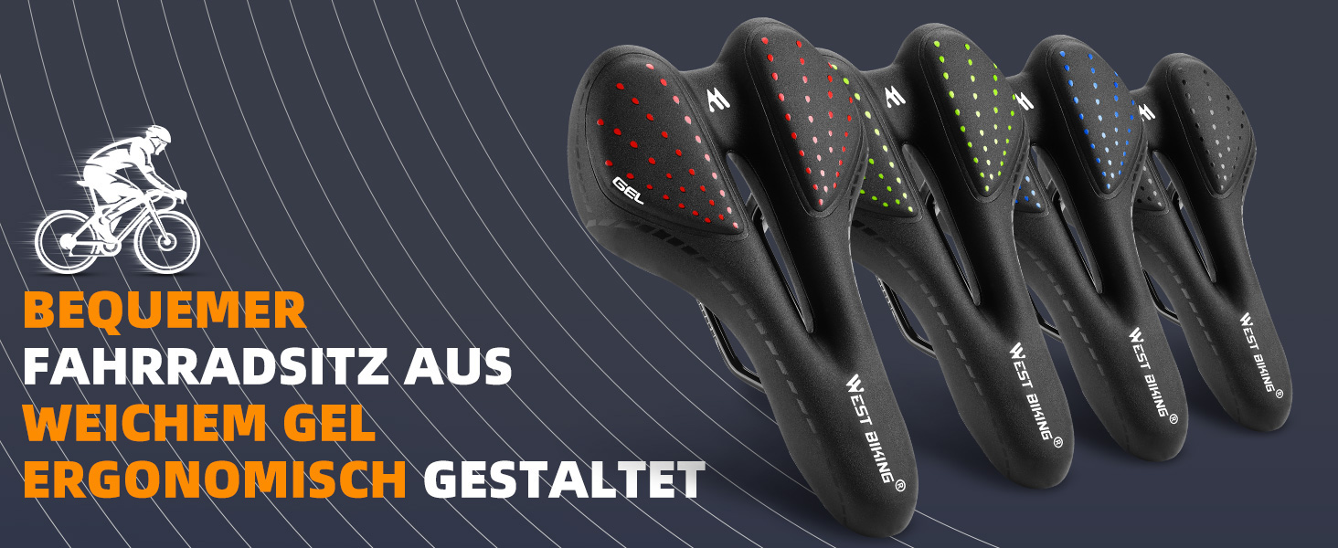 Зручний велосипедний сидіння LuTuo для чоловіків та жінок, м'яке гелеве сидіння, ергономічне, спортивне, для походів, з підкладкою для гірського велосипеда, шосе, BMX, MTB, City, E-bike, чорний