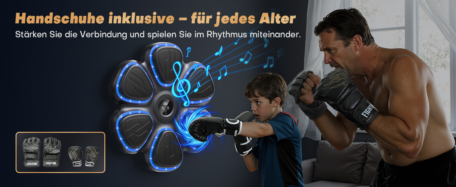 Музична боксерська машина BESSERITE з підсвіткою та рукавичками, для дорослих та підлітків
