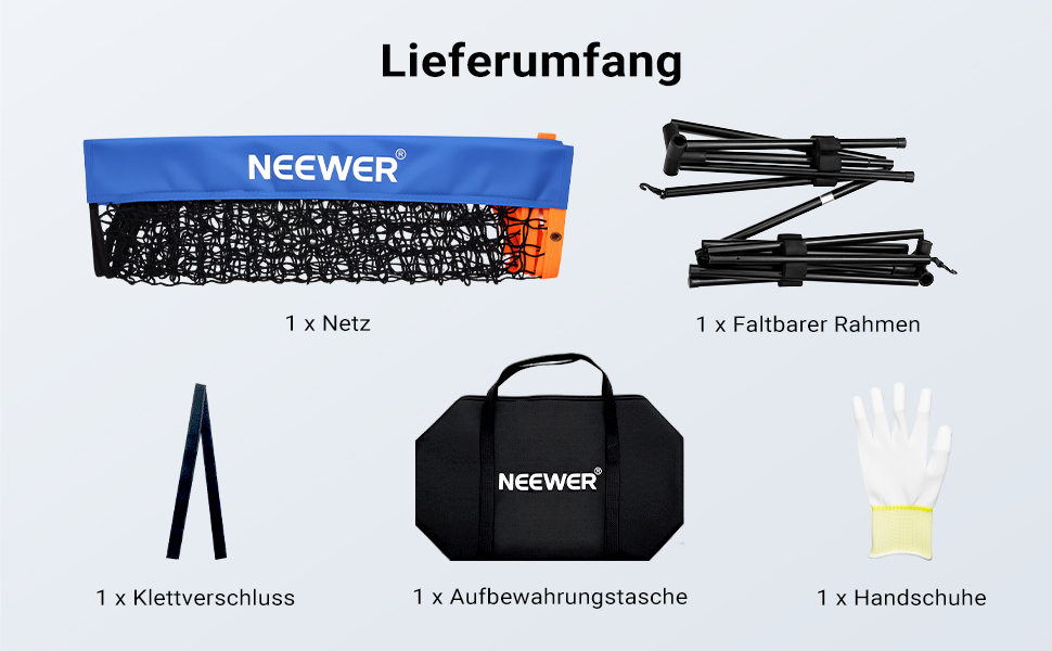 Сітка для піклболу NEEWER 6ft - широка сітка для бадмінтону, портативна, складна, для тренувань в приміщенні та на вулиці