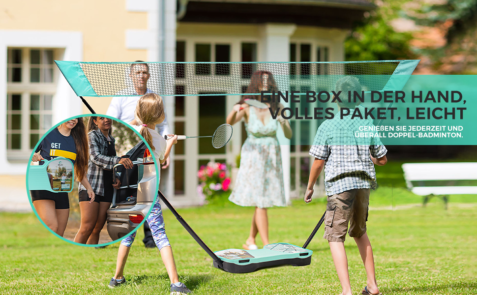 Набір для бадмінтону EasyGo: 4 ракетки, сітка, 4 волани, сумка для зберігання