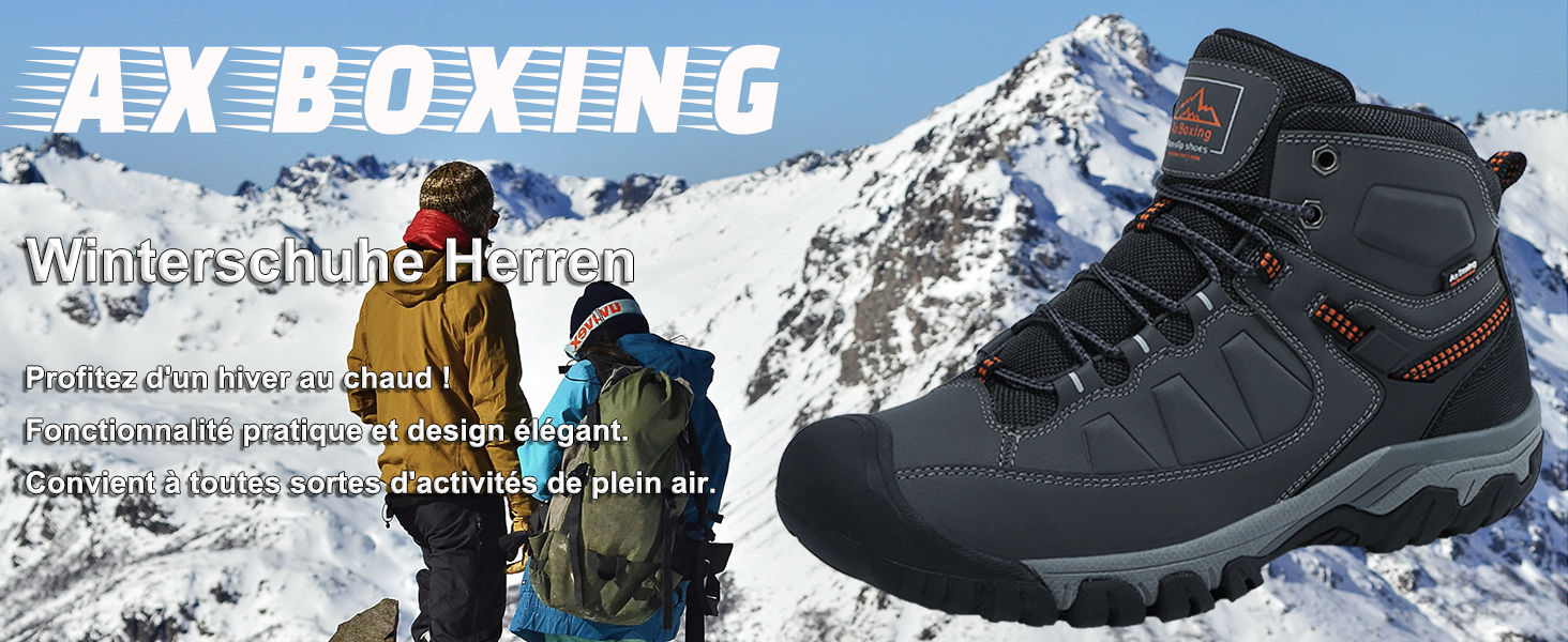 Чоловічі зимові черевики AX BOXING: утеплені, теплі, для ходьби на вулиці, трекінгові, розмір 41-46 EU (світло-сірий, 45 EU)
