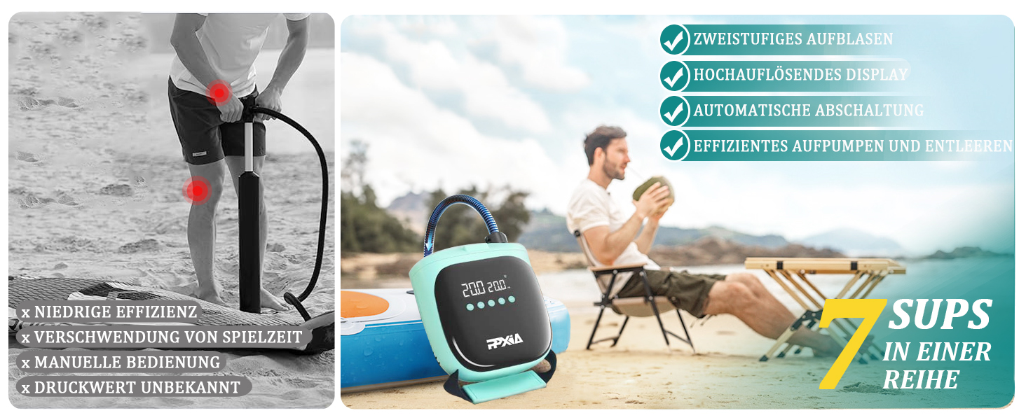Електрична SUP-насос PPXIA 20PSI: для SUP-дошок, каяків, наметів, матраців
