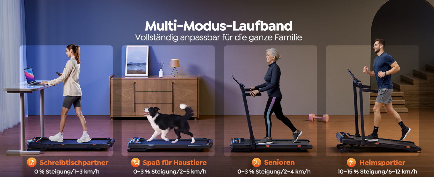 Бігова доріжка для дому Laufband з нахилом 0-15%, 3.0HP, складна, з динаміками, до 136 кг, розмір 137x72x13 см