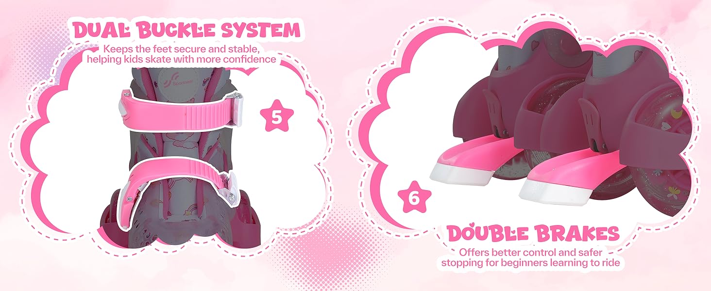 Ролики для дітей регульовані, рожеві, 24-31 розмір, для дівчаток, для занять в приміщенні та на вулиці, S(EU 28-31)