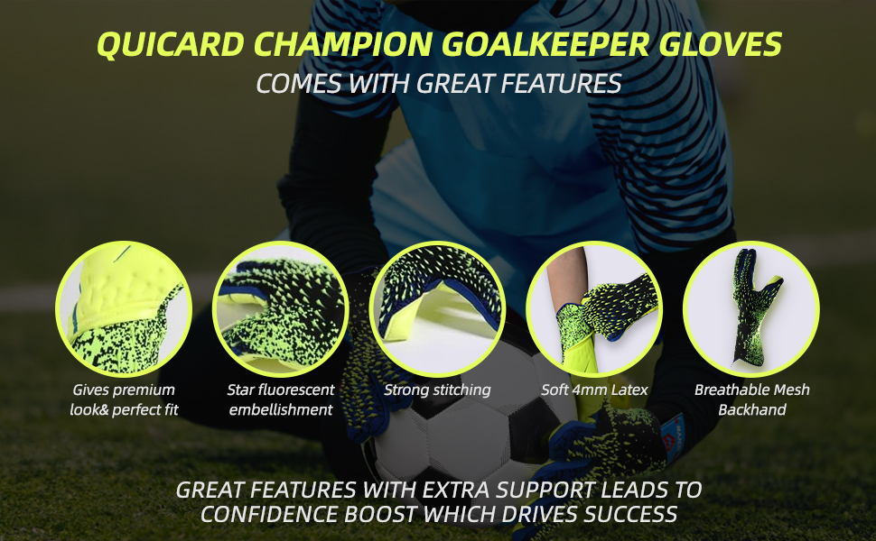 Футбольні воротарські рукавички Torwarthandschuhe: гарне зчеплення, розміри 6-10, для дітей, підлітків та дорослих, зелені