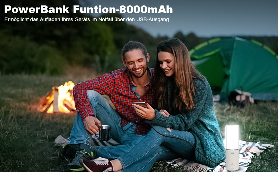 LED кемпінговий ліхтар Wholede 8000mAh з USB/сонячною зарядкою, димування, для наметів, риболовлі, походу, надзвичайних ситуацій