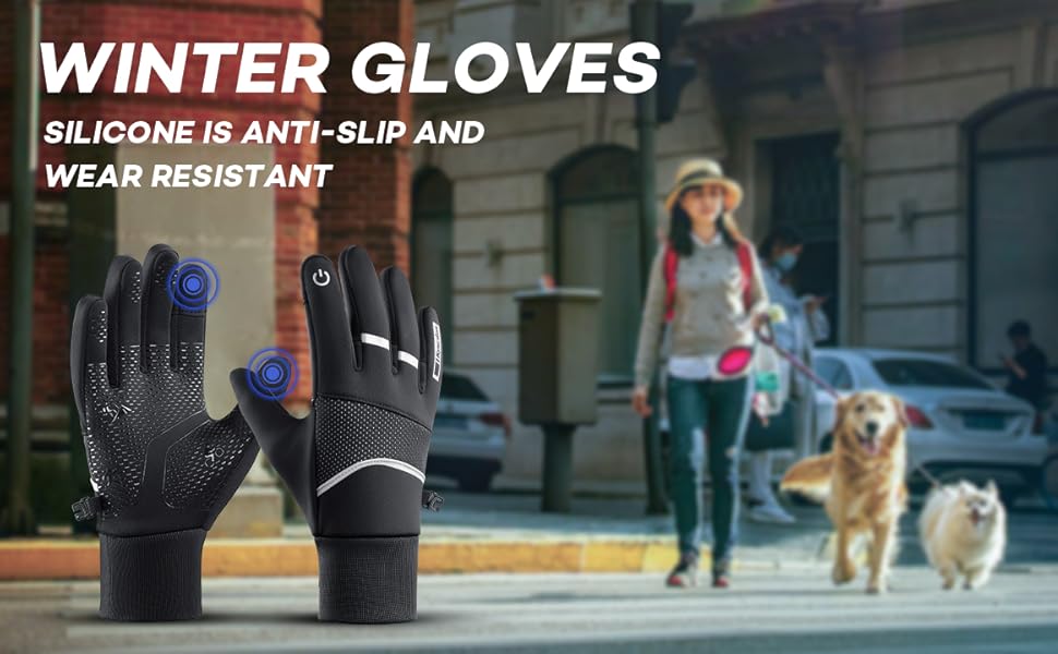 Чоловічі зимові рукавички KynciLOR Winterhandschuhe XL чорного кольору. Рукавички для велосипеда, катання на лижах та роботи. Теплі, непромокаючі, з сенсорним екраном та антиковзаючою поверхнею.