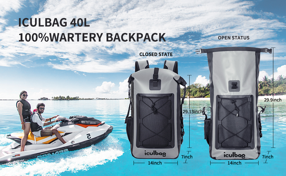 Водонепроникний рюкзак 40L Dry Ferm Bag для пляжу та подорожей (Сірий)