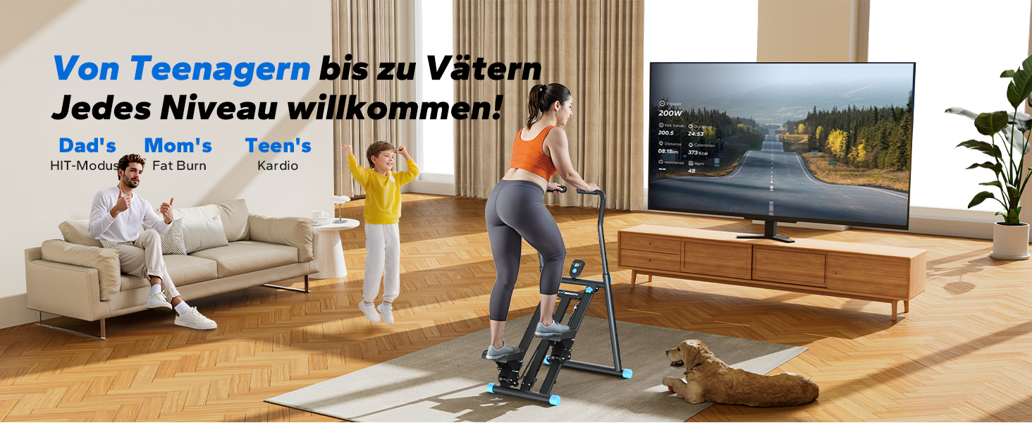 Степер MERACH 2026 Stair Stepper Pro — складаний вертикальний тренажер-імітатор сходинок для дому та офісу, 3 рівні навантаження, регульований руків'я, чорний
