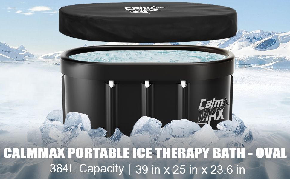 Ванна для криотерапії CalmMax Ovale – 450 л, переносний бак для холодної води, 5 шарів, для спортсменів, 105 x 103 см