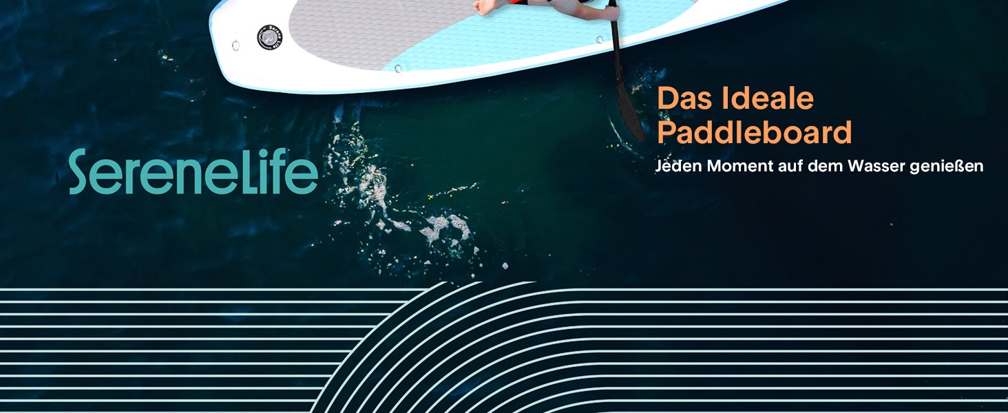 Надувний SUP СеренеЛайф для дорослих та дітей: комплект з веслом, насосом та сумкою. Touring SUP, рухлива дошка для плавання по морю, річці та озеру. Максимальне навантаження 155 кг, колір морської хвилі.