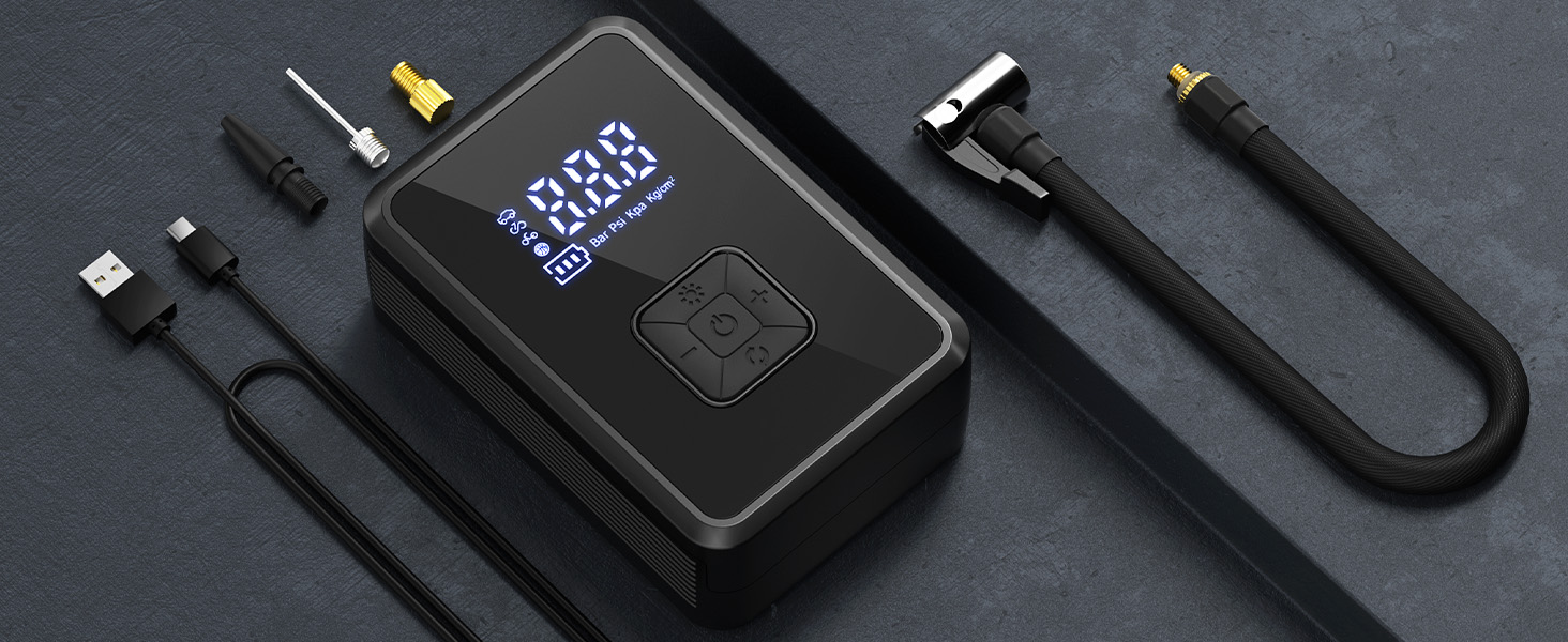 Електричний насос Oasser 150 PSI для велосипеда, авто, м'яча, кемпінгу з LED-ліхтариком