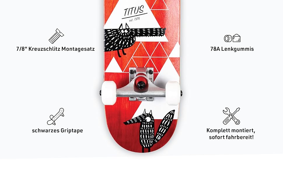 Скейтборд TITUS Micro червоний 6.5