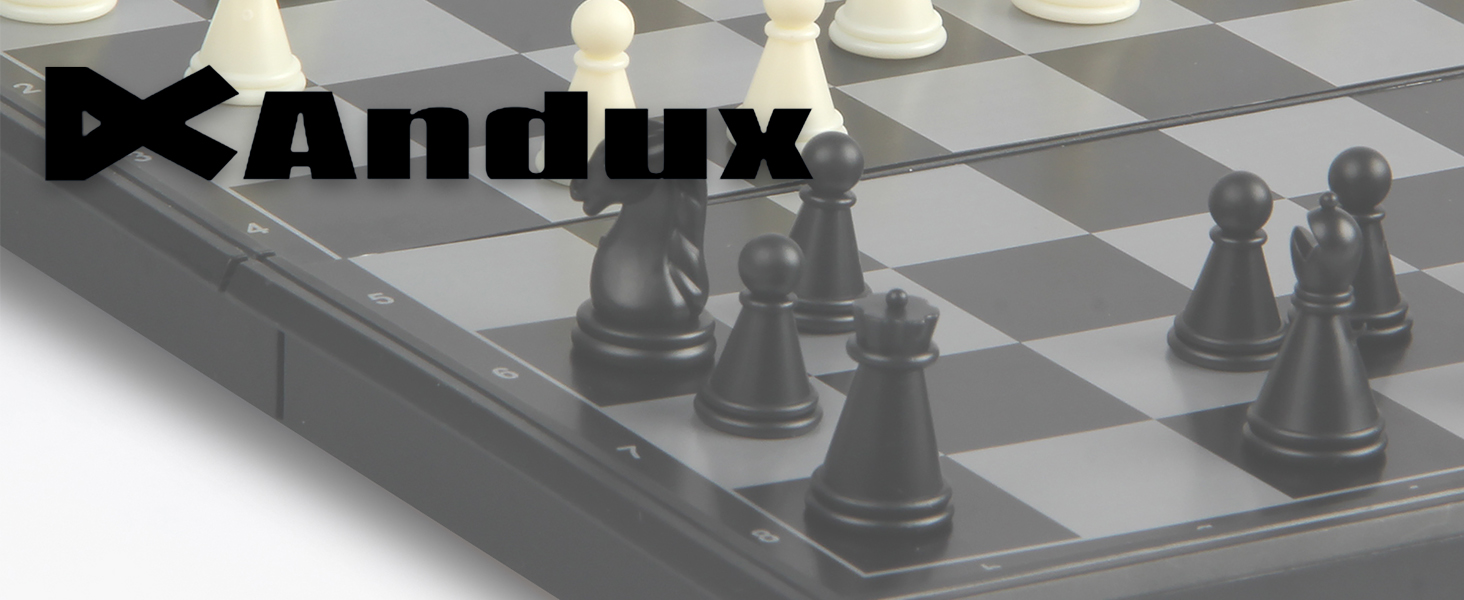 Складаний магнітний набір 3-в-1 Andux: шахи, нарди, шашки, розмір L