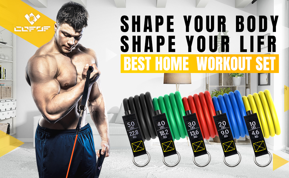 Набір еластичних стрічок для фітнесу, 5 шт. - стрічки для фітнесу, експандер, для Pilates, силові тренування, 150lbs, багато кольорів