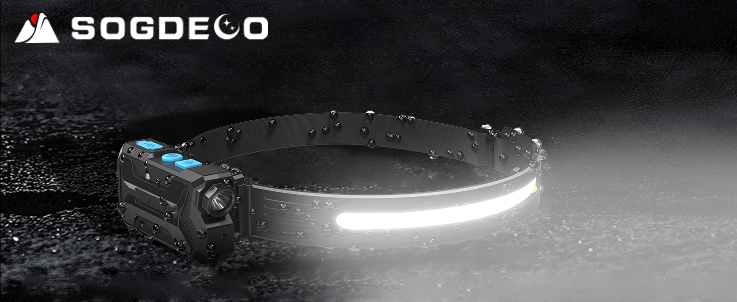 LED налобний ліхтар з акумулятором, 2 шт., кут огляду 230°, 7 режимів, супер яскравий, 2600 mAh, 22 години роботи, датчик, червоне світло, водонепроникний, легкий, для бігу, кемпінгу, походів, чорний