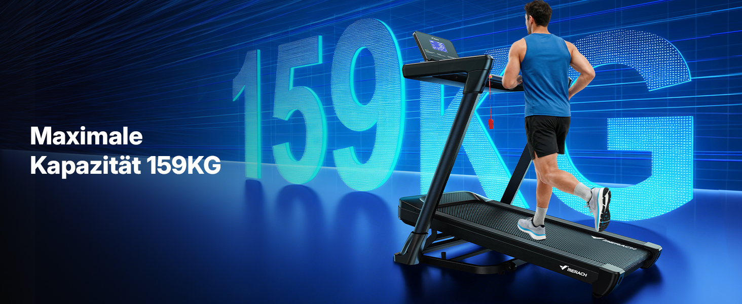 Біговий тренажер MERACH для дому з регулюванням нахилу (6%-18%), швидкість до 14 км/год, складаний, потужність 2.5HP/3.5HP, максимальне навантаження 136/159 кг, розмір 42*108 см / 46*120 см, чорний, з підключенням до додатку