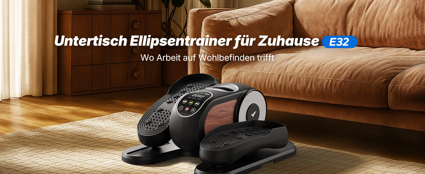 Міні електричний тренажер-еліпс MERACH для дому з пульт дистанційного керування, дисплеєм та неслизьким покриттям, 12 швидкостей, тихий та портативний, для дорослих та літніх людей (E32-2025-Чорний)