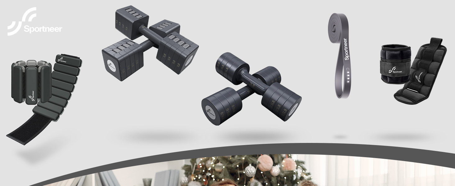 Sportneer Регульовані гантелі для жінок – комплект з 2 гантелей (по 1–2,5 кг) з неслизьким TPU-покриттям, 4-в-1 комплект гантелей для фітнесу вдома, для домашнього спортзалу та силових тренувань, колір: Димчасто-чорний