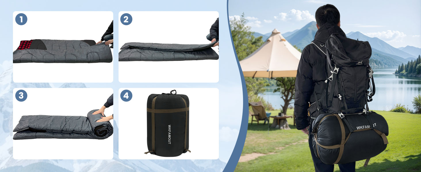 Спальний мішок для двох дорослих, ковдровий, водонепроникний, фліс, 220x150 см, чорний, з сумкою для зберігання