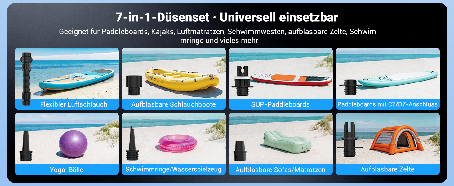 CooSpo Електричний насос для SUP дошки та каяка 20 PSI з акумулятором, блакитний