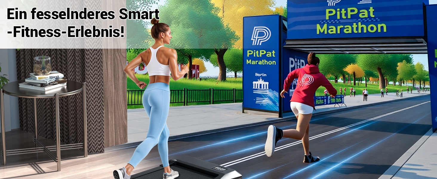 Бігова доріжка DeerRun Walking Pad під стіл з ухилом 6%, для дому та офісу, компактна, з додатком, пультом та LED-дисплеєм, до 136 кг, чорна глянцева