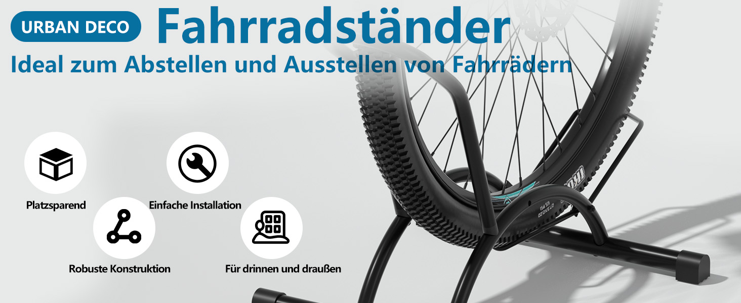 Підставка для велосипеда Urban Deco: міцна, вільна стоянка, для гірського та шосейного велосипеда, чорна
