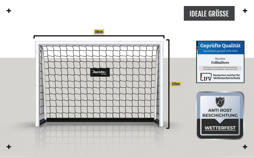 Ворота для футболу в сад для дітей та дорослих [ЕНОРМНО МІЦНІ] - Дитячі футбольні ворота зі сталевим каркасом - Ворота для футболу з нержавіючими анкерами - Ворота для саду 180x120 (см)