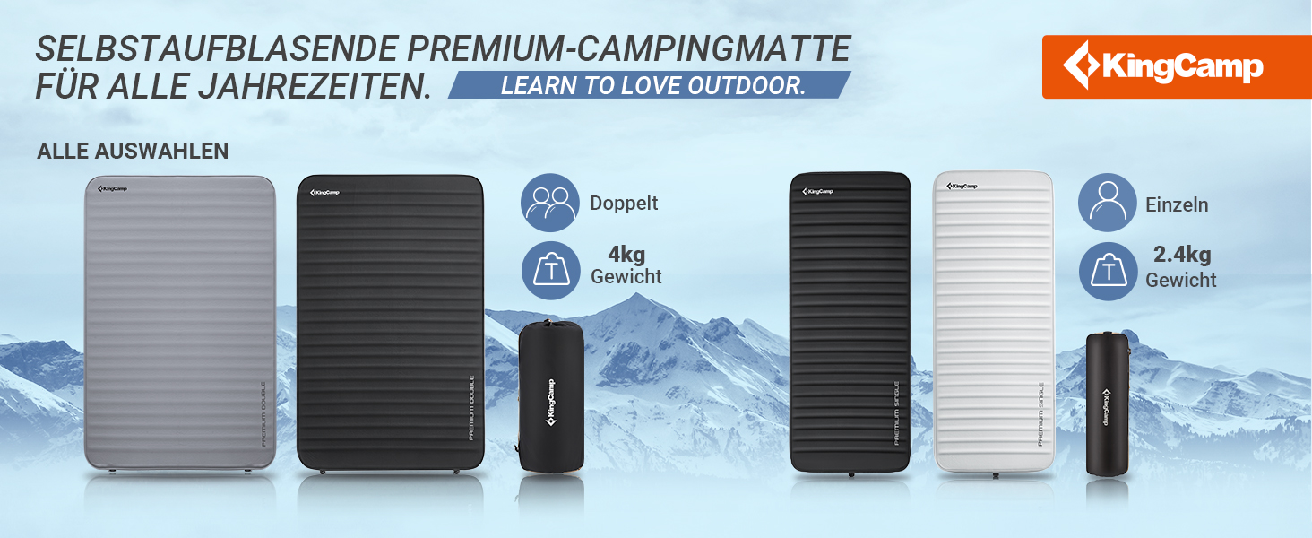Каремат KingCamp R-Wert 7.5-15.5 Super Komfort самонадувний для кемпінгу, 3D-конструкція, пінопластовий наповнювач, для 1-2 осіб, чорний