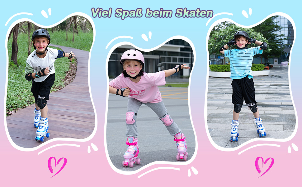 Дитячі ролики FWFX з регулюванням та підсвіткою, підходять для залу та вулиці, розмір S (EU 28-31 / MM 160-200), рожеві
