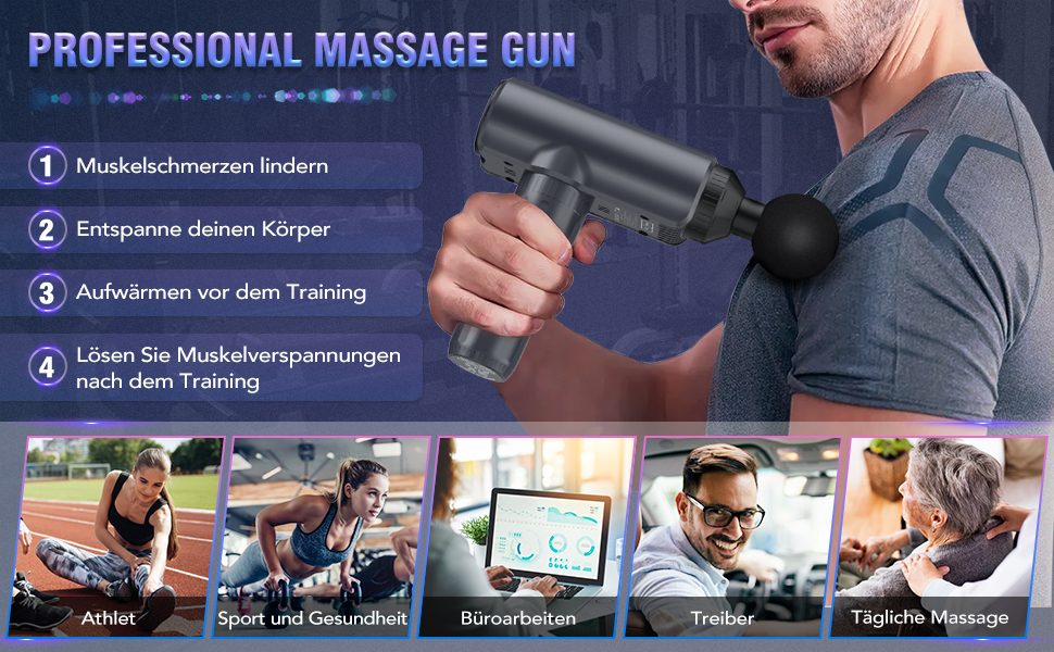 Масажер Lefity з 30 швидкостями та 6 насадками: для шиї, плечей, спини. USB-C зарядка. Зелений/Темно-сірий