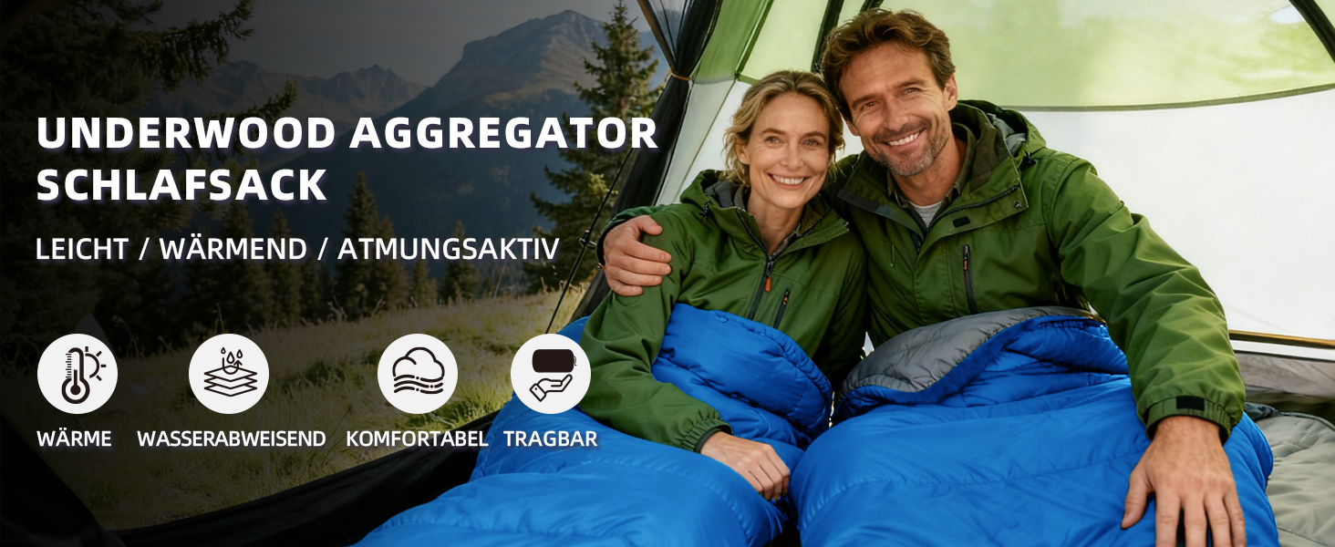 Спальник UnderwoodAggregator для дорослих та дітей - Ультралегкий 3-сезонний спальник для холодної погоди, компактний для рюкзака, кемпінгу, дівчат та хлопців, вага 0.95 кг, темно-синій