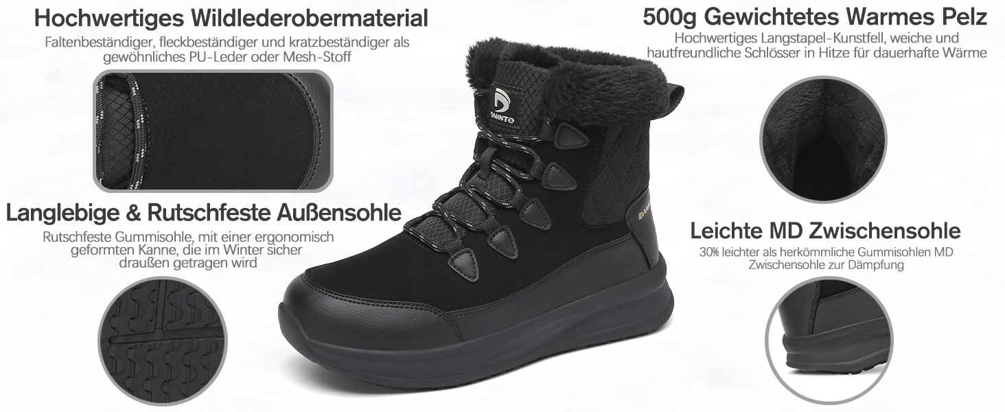 Зимові чоботи DANNTO для жінок, теплі, з підкладкою, непромокаючі, антиковзаючі, зимові черевики, колір кава, розмір 41 EU