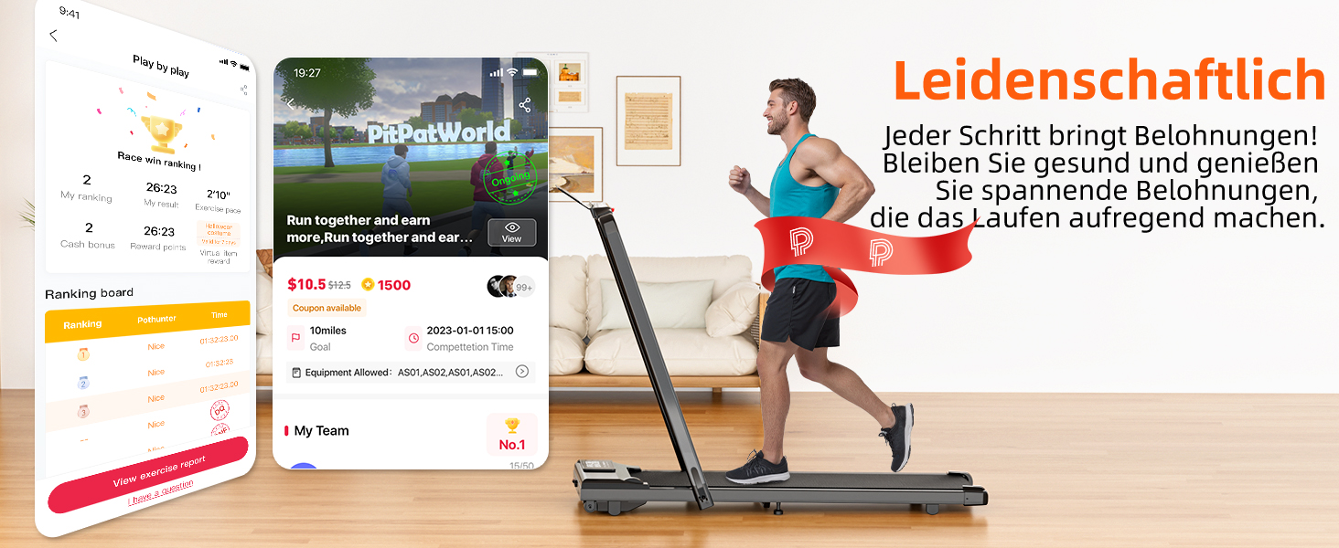 Бігова доріжка Superun Walking Pad з нахилом 6%, для дому, з додатком та пультом, до 12 км/год, витримує до 136 кг
