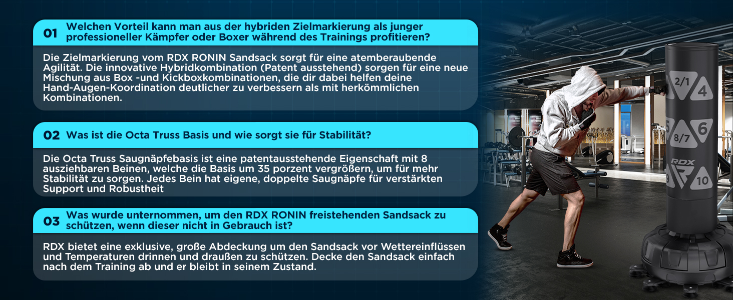 Боксерський мішок стоячий RDX 6FT, 330LB, комплект з рукавичками та покриттям XXL, блакитний