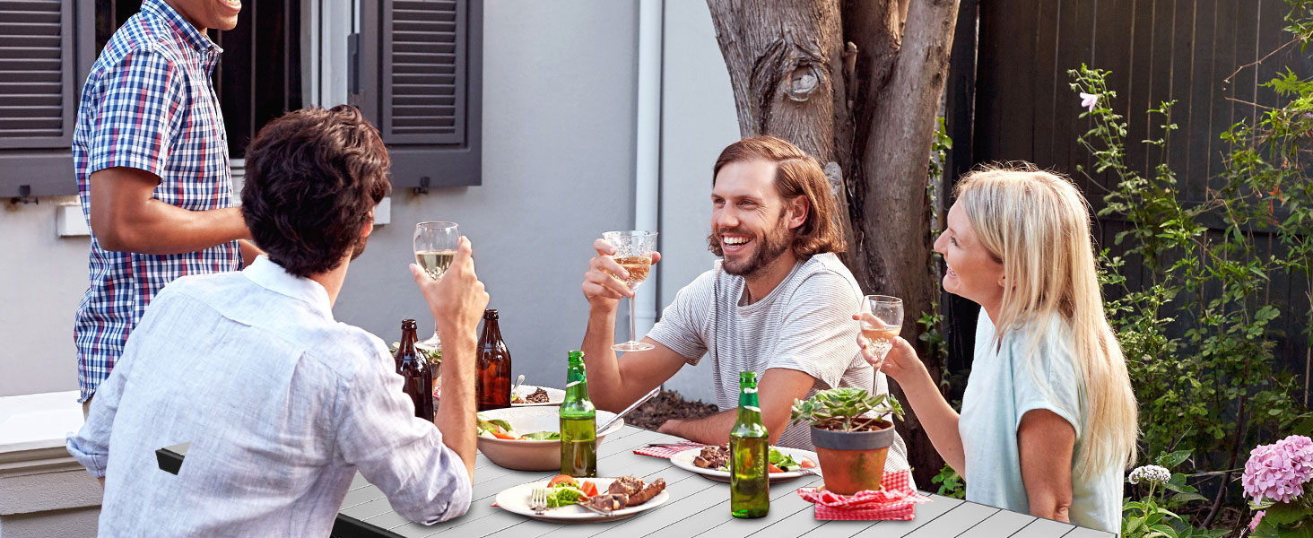 Складаний садовий стіл для кемпінгу Poepore, алюміній, 140x70x70 см, на 4-6 осіб, чорний