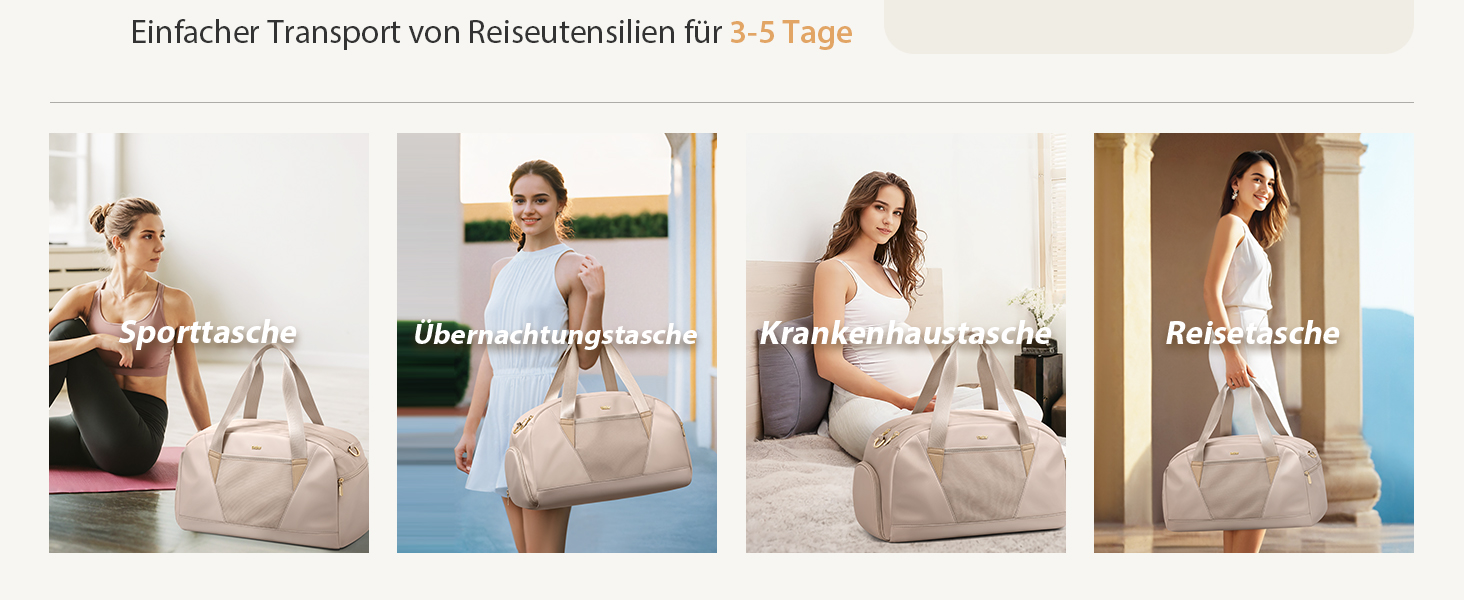 Спортивна сумка VNINE для жінок: легка, водонепроникна, для подорожей, фітнесу та тренувань (Beige)