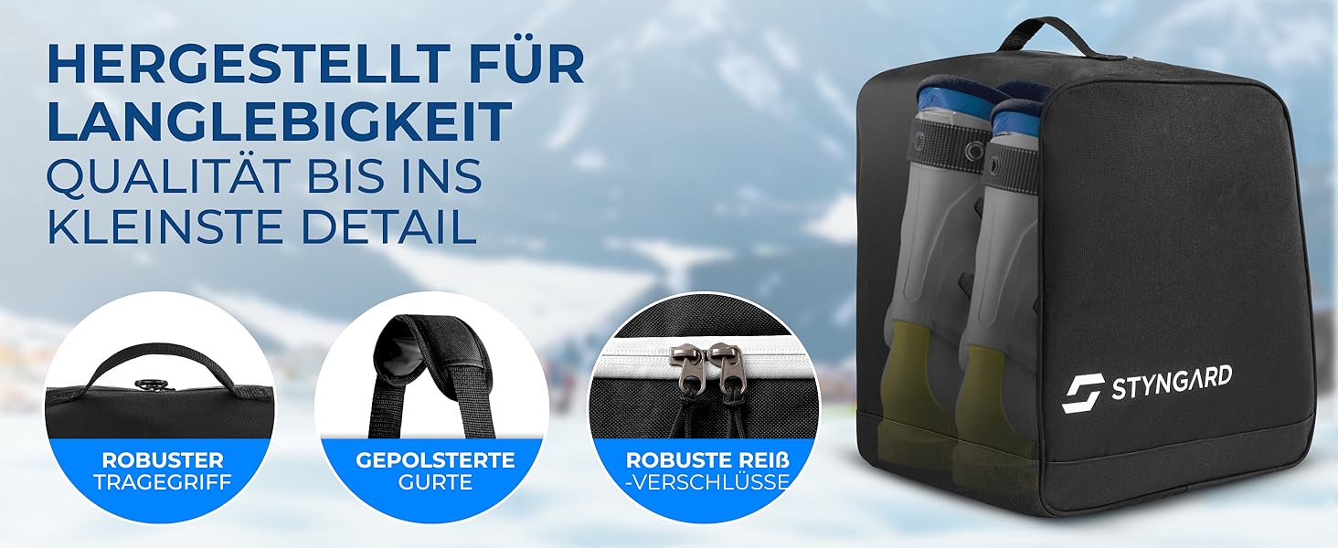 Чохол для лижних черевиків STYNGARD Cortina чорно-білий [38 л] - сумка для лижних черевиків з місцем для аксесуарів