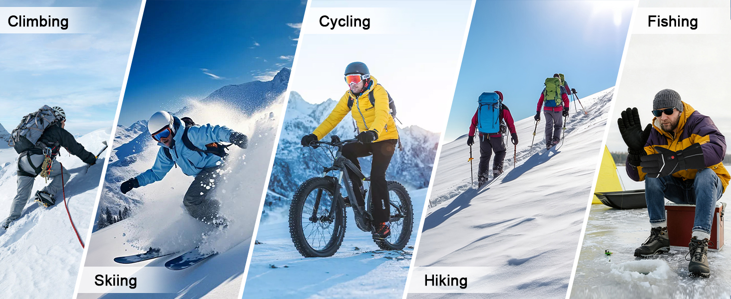 Обігріваючі рукавички з регулюванням температури, акумуляторні, 7.4V 3000 mAh для чоловіків та жінок, для кемпінгу, піших прогулянок, катання на лижах