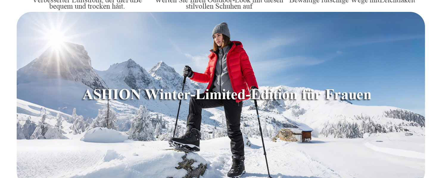 Зимові черевики ASHION для жінок: теплий зимовий взуття, трекінгові черевики, черевики для снігу, чорно-білі, розмір 37 EU