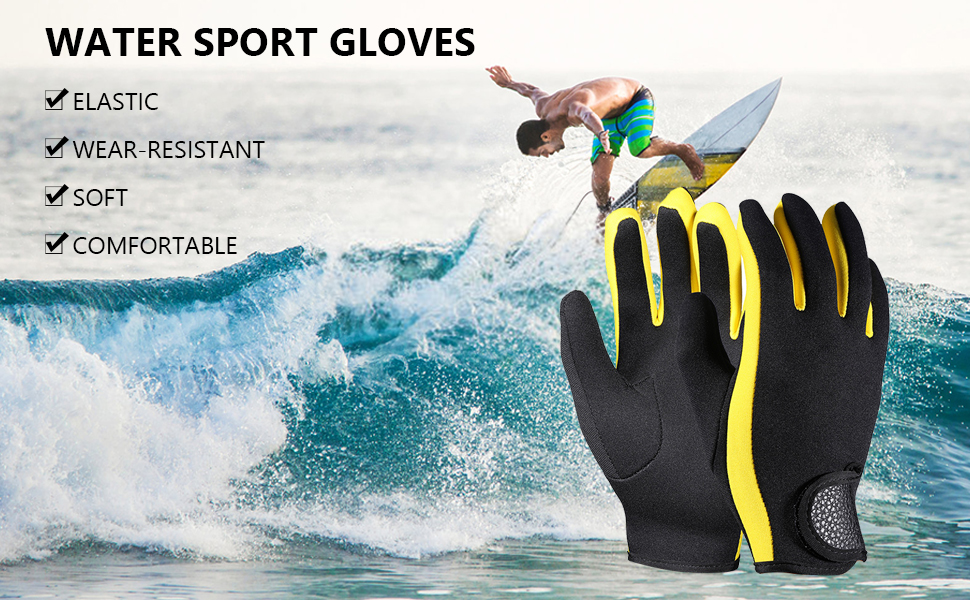 Рукавички для дайвінгу VGEBY з неопрену, для снорклінгу, каякінгу, серфінгу, водного спорту, чорні та жовті, розмір S
