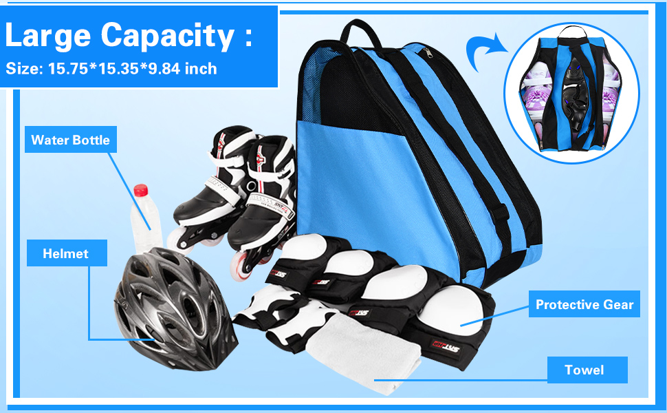 Чохол для роликових ковзанів, сумка для роликів, ice roller skating bag, сумка для ковзанів, сумка для лиж, сумка для скейтборду, доросла сумка для хокею, для чоловіків та жінок (Блакитний)