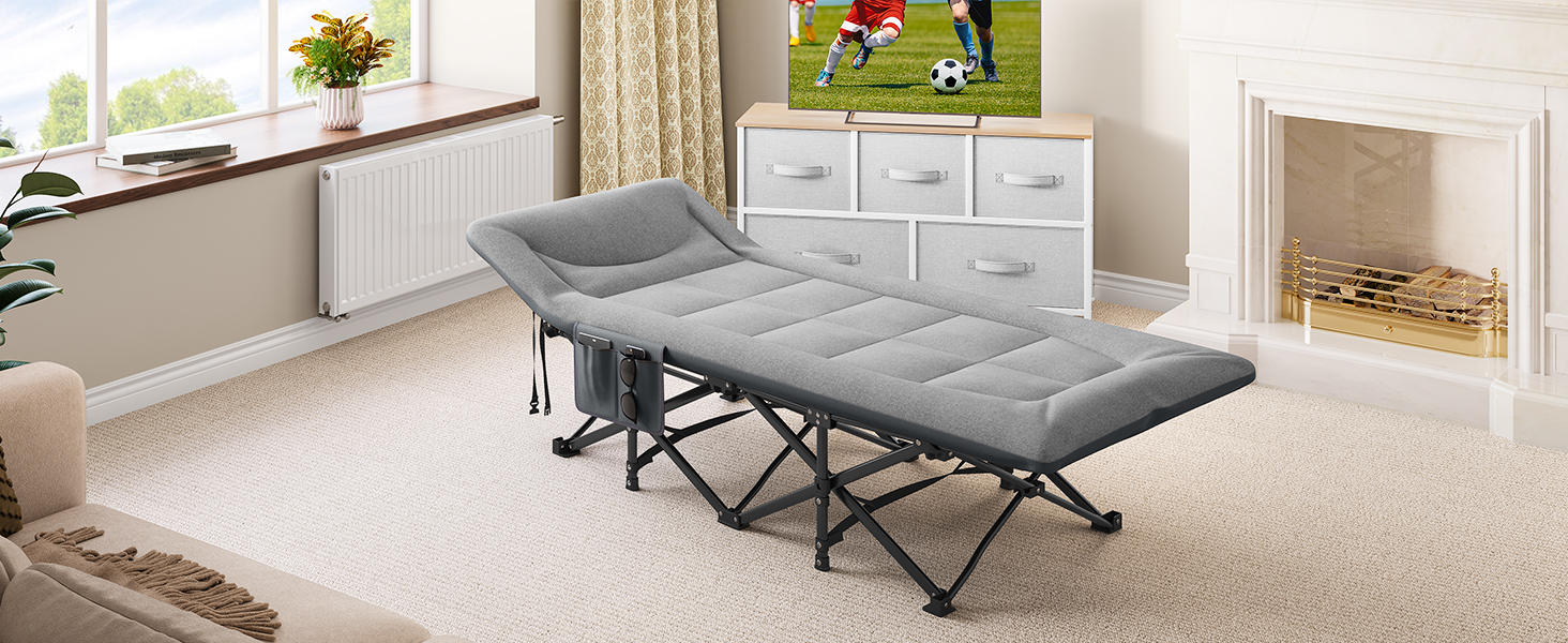Розкладне ліжко YITAHOME для дорослих: міцне кемпінгове ліжко з вантажопідйомністю 260 кг, сіре