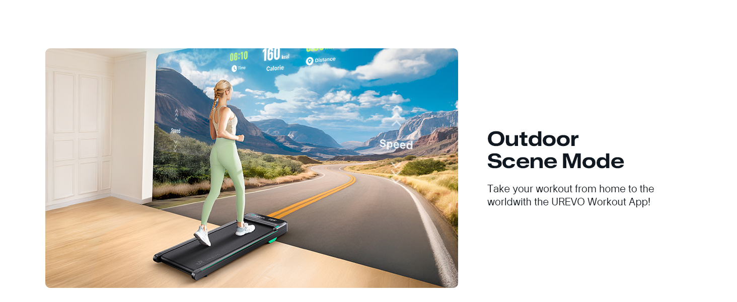 UREVO Smart Walking Pad: компактний біговий килимок під стіл з амортизацією, керування через додаток та пультом, 38x102 см